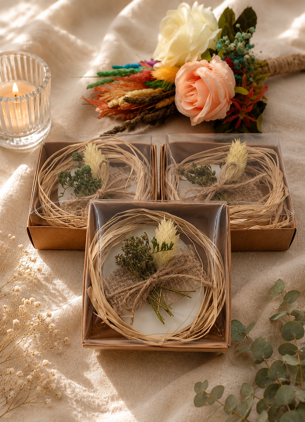 Ovale Lavendelseife in Kraftpapierbox mit Naturdekor