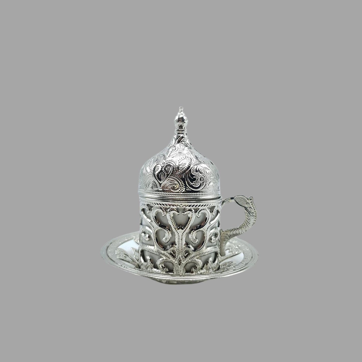 Silbernes Damat Kaffee Set mit Deckel