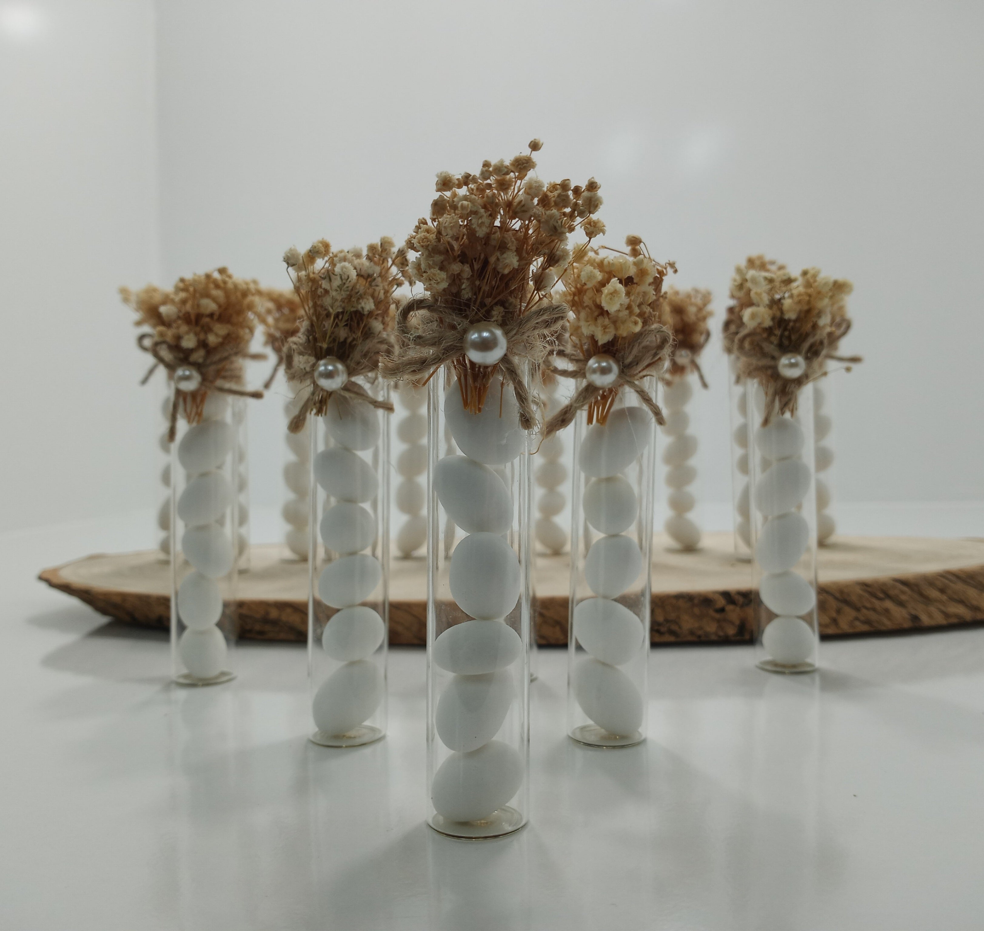 Tubes en verre avec dragées