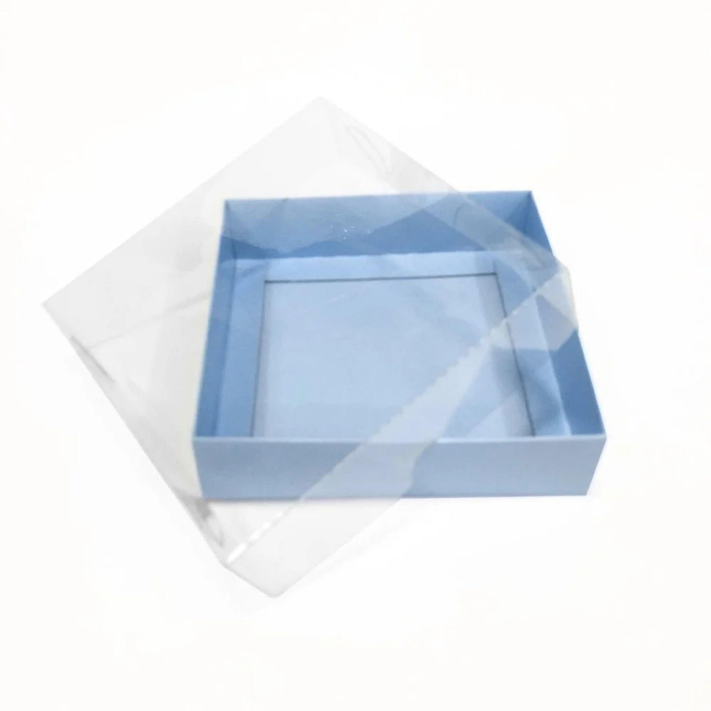 Blaue Geschenkbox mit Klarsichtdeckel