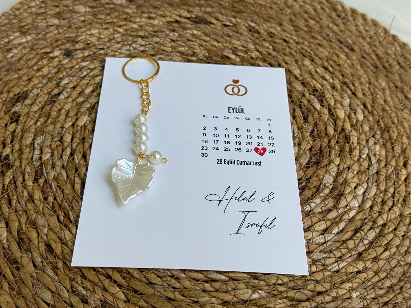 Gastgeschenk Set Perlmuttblatt Schlüsselanhänger (für 50 Gäste)