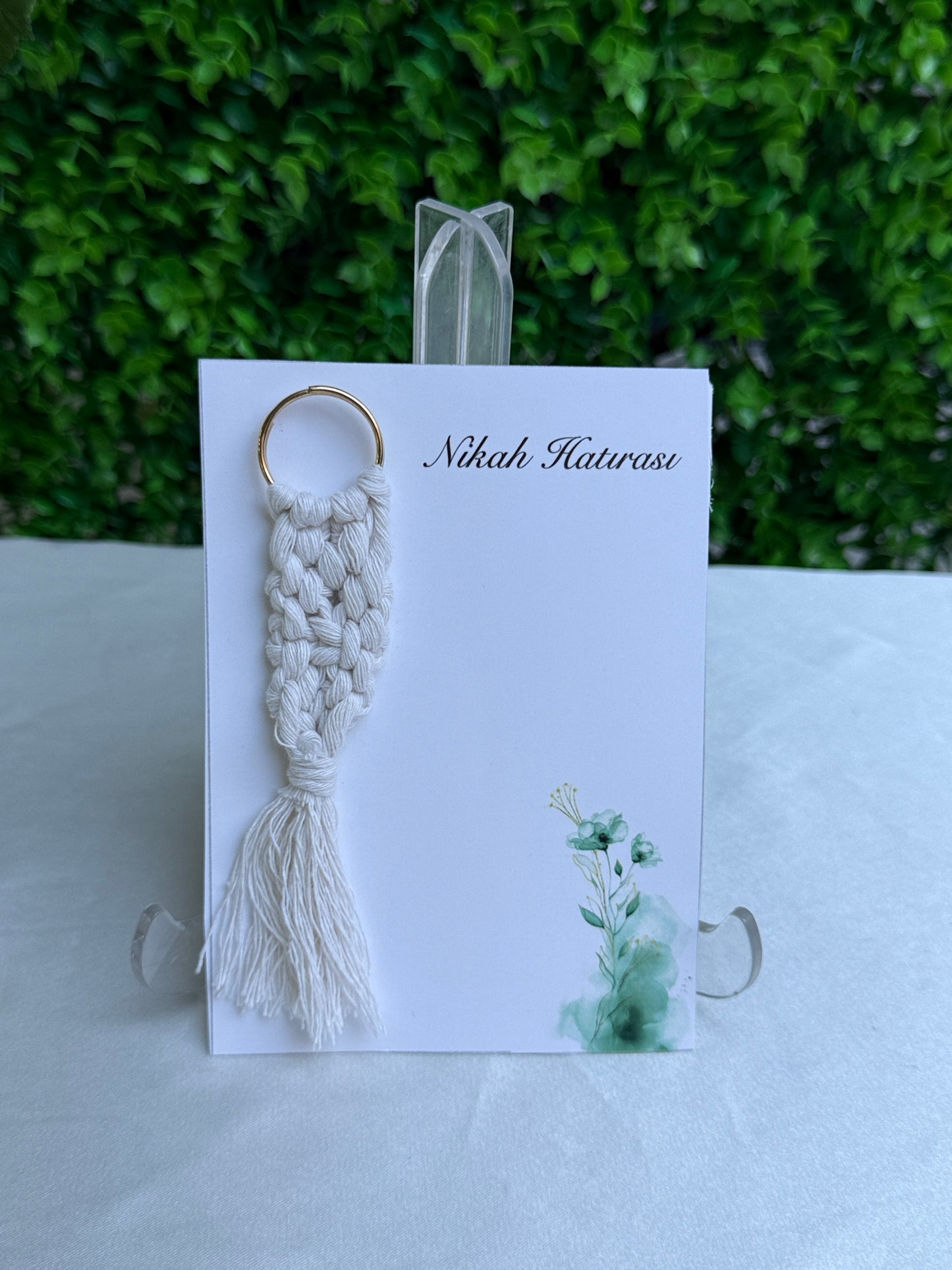 Gastgeschenk Set Makramee Schlüsselanhänger Creme (für 50 Gäste)