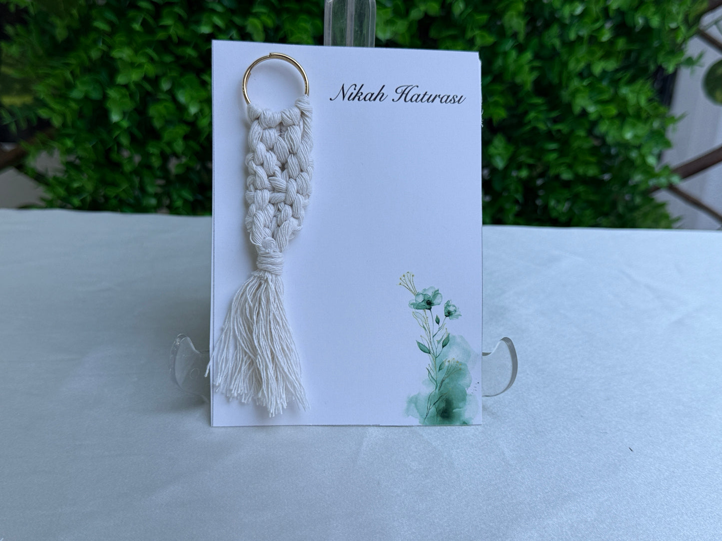 Gastgeschenk Set Makramee Schlüsselanhänger Creme (für 50 Gäste)