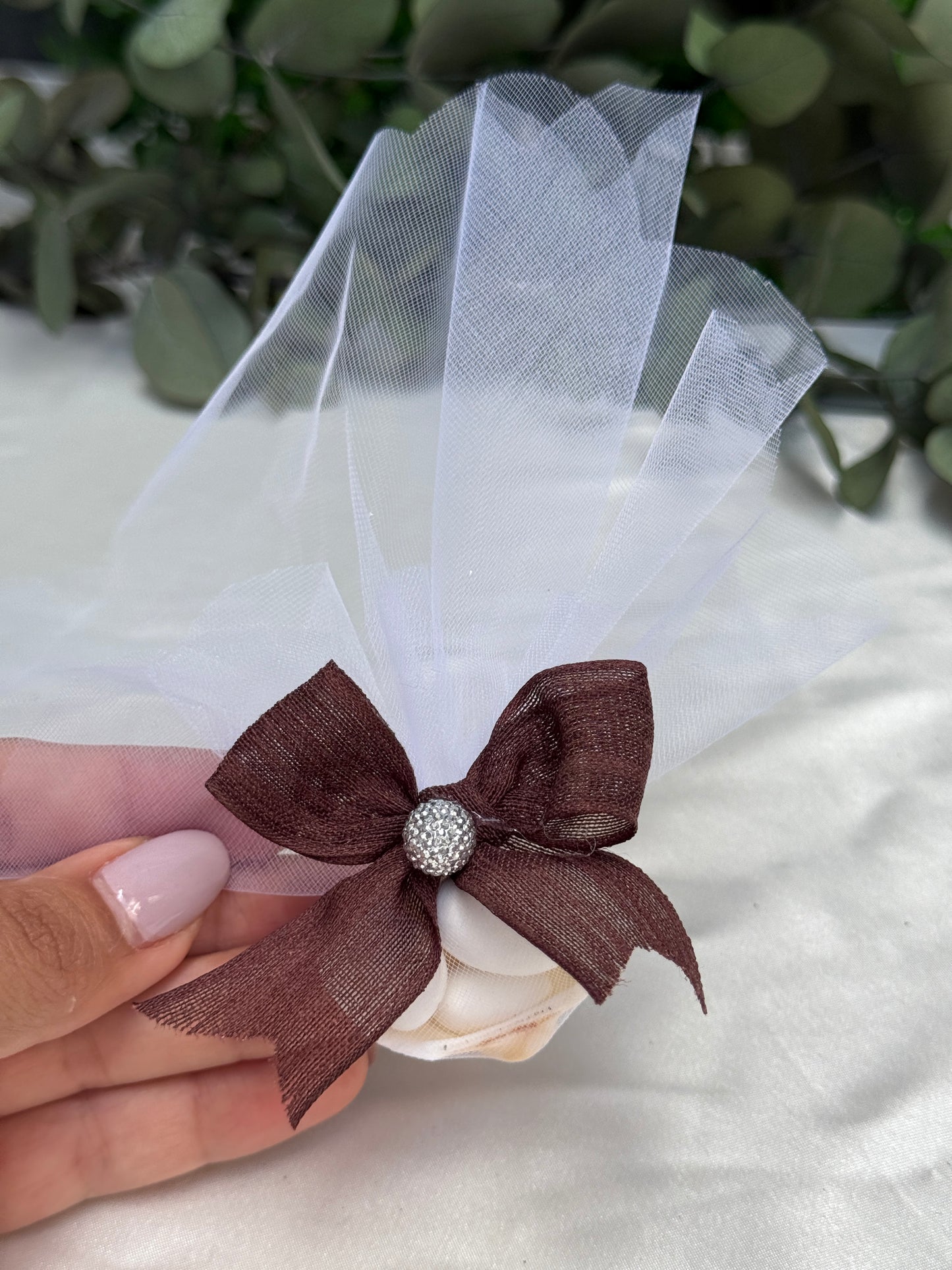 Gastgeschenk Set Muschelschale mit Mandel‑Dragées (für 50 Gäste)