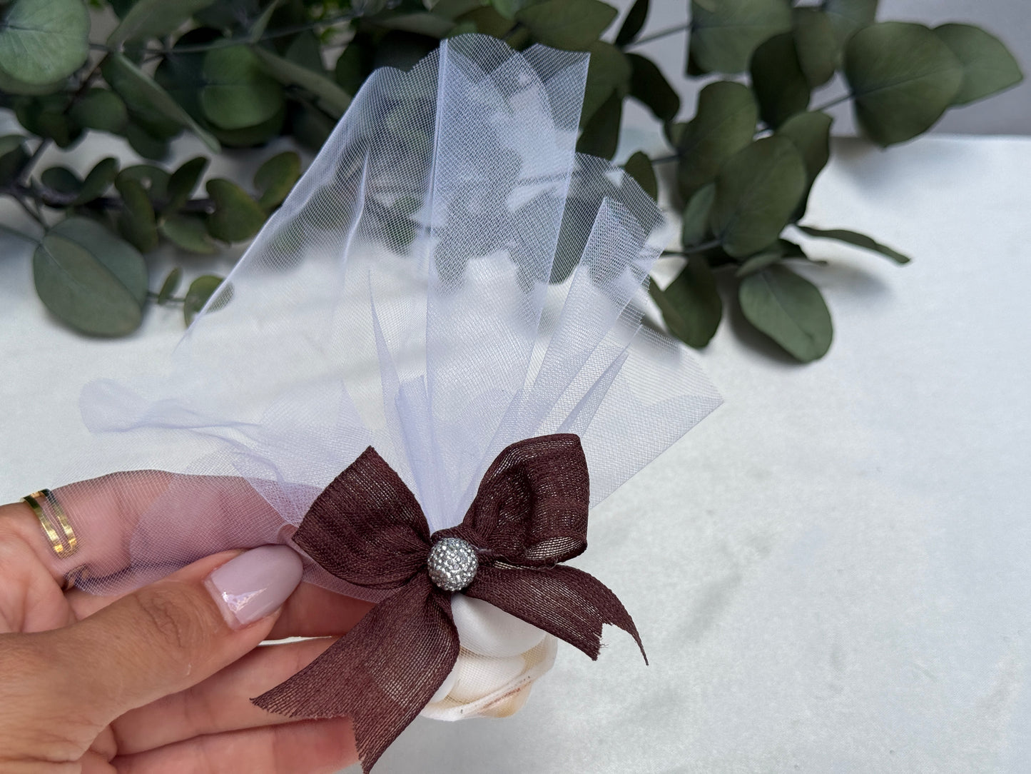 Gastgeschenk Set Muschelschale mit Mandel‑Dragées (für 50 Gäste)