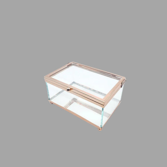 Rechteckige Glasbox mit silbernen Rahmen