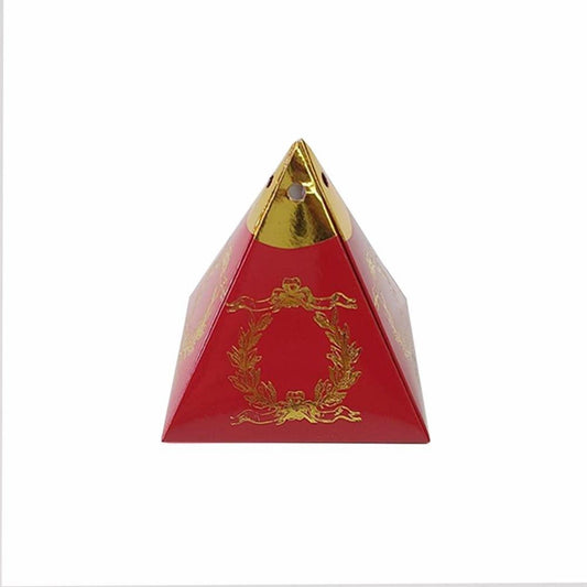Rote Pyramiden-Geschenkbox mit Goldornament