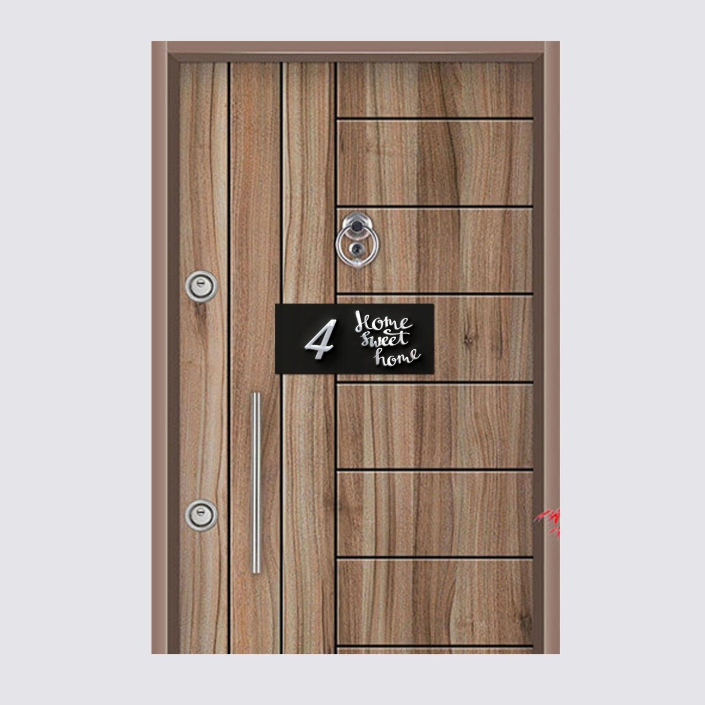 Türschild mit stilisierten Mustern