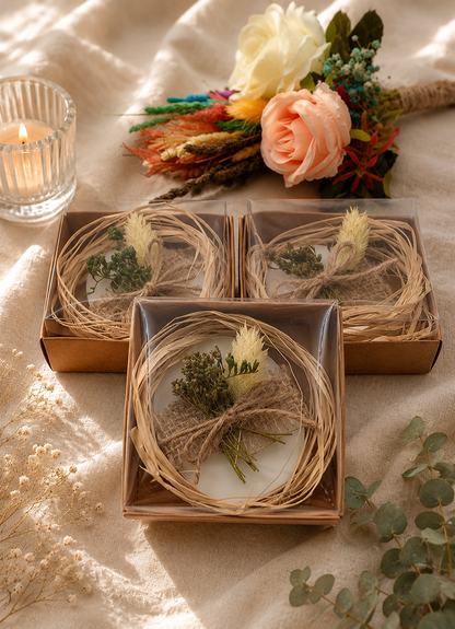 Ovale Lavendelseife in Kraftpapierbox mit Naturdekor