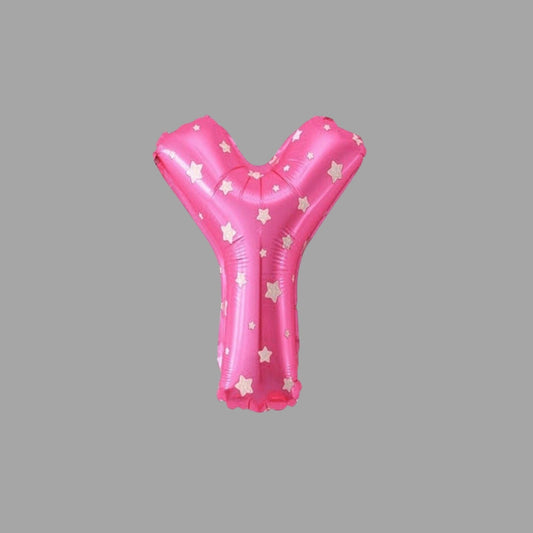 Folienballon Buchstabe Y Rosa mit Sternen