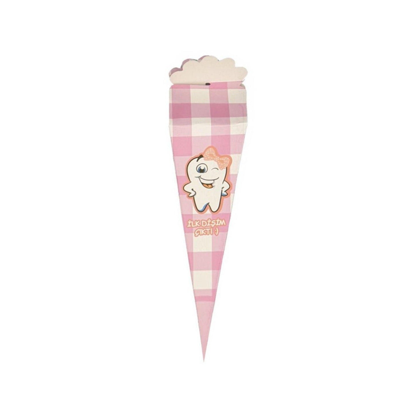Rosa kariertes Schultüten-Set mit Baby-Motiv