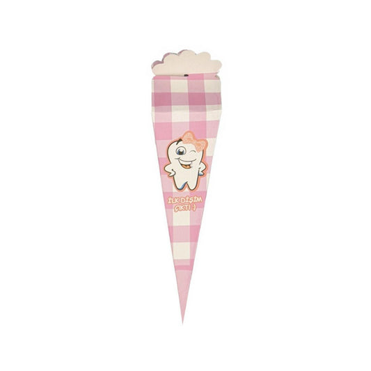 Rosa kariertes Schultüten-Set mit Baby-Motiv