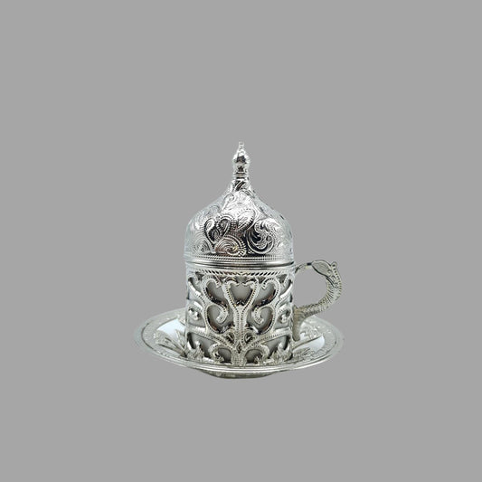 Silbernes Damat Kaffee Set mit Deckel