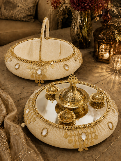 Henna Tablett Set mit Henna Korb in Rot und Gold