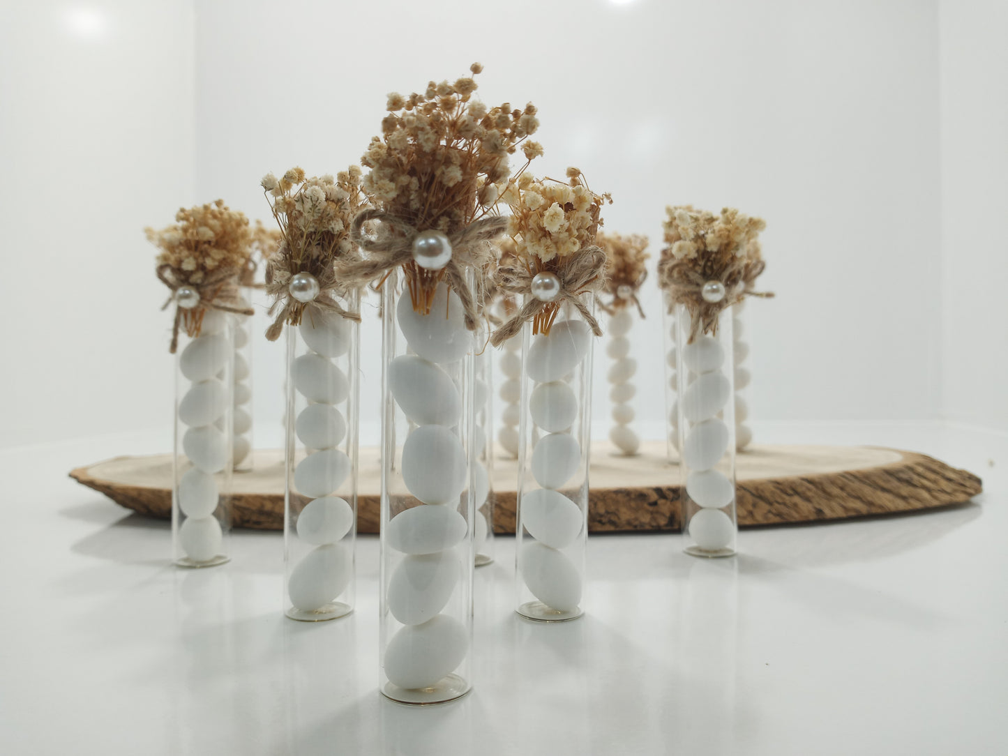 Gastgeschenk Set Glasröhrchen mit Trockenblumen-Deko (für 90 Gäste)