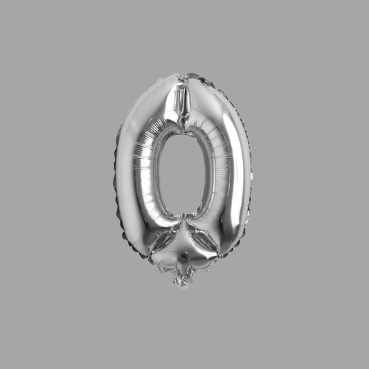 Folienballon Zahl 0 Silber