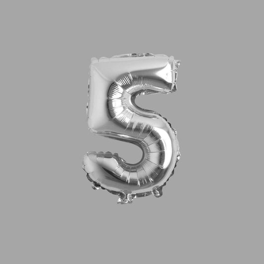 Folienballon Zahl 5 Silber