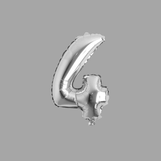 Folienballon Nummer 4 Silber