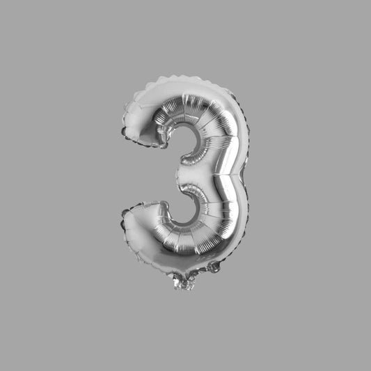 Folienballon Nummer 3 Silber
