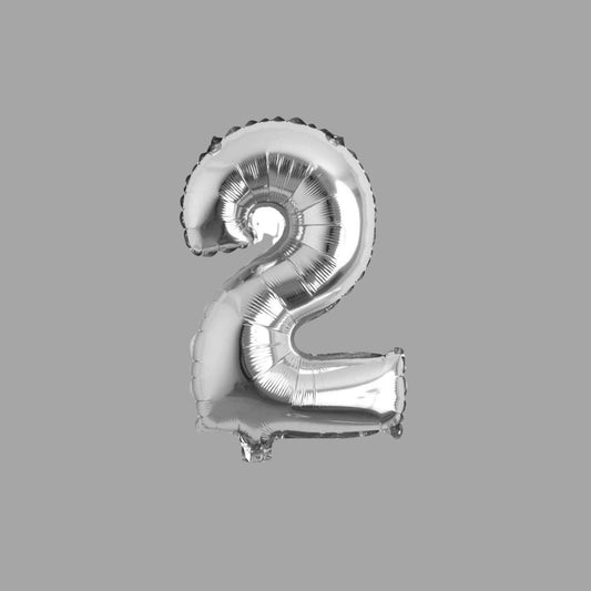 Folienballon Nummer 2 Silber