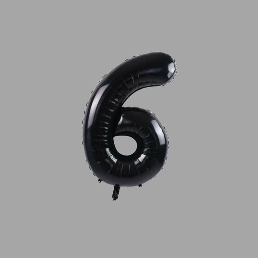 Folienballon Nummer 6 Schwarz