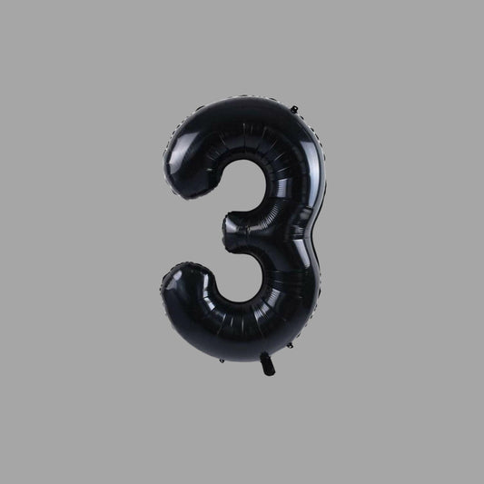 Folienballon Nummer 3 Schwarz