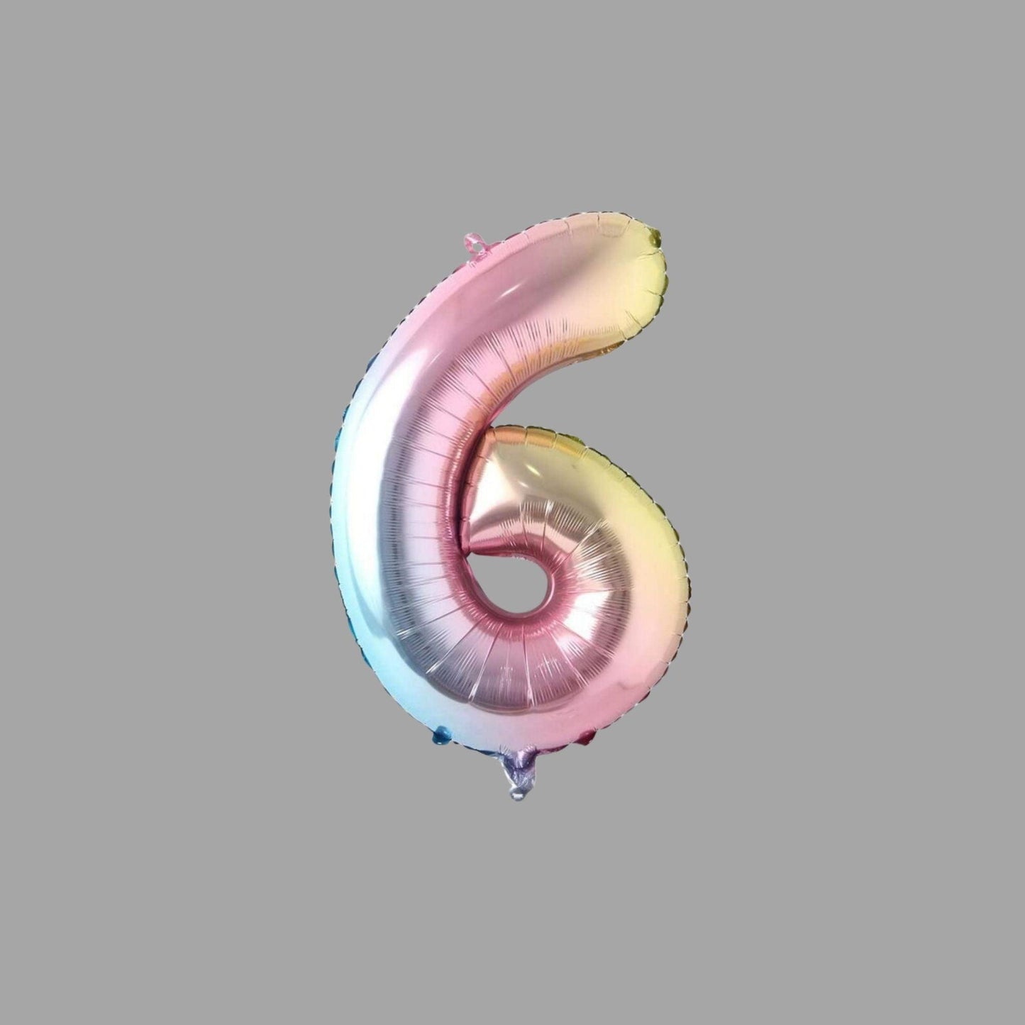 Folienballon Nummer 6 Pastell Regenbogen