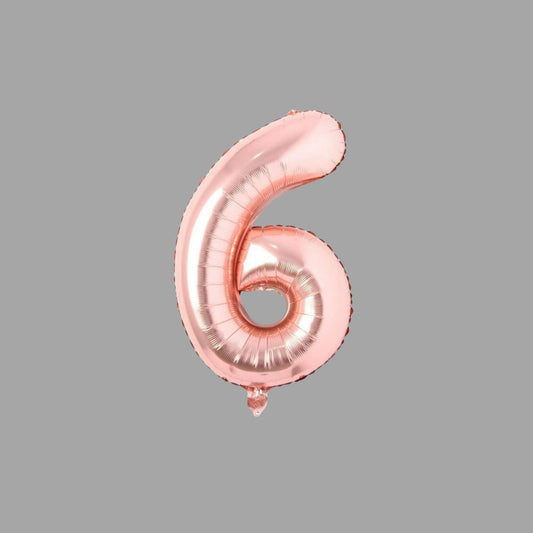 Folienballon Nummer 6 Rosegold