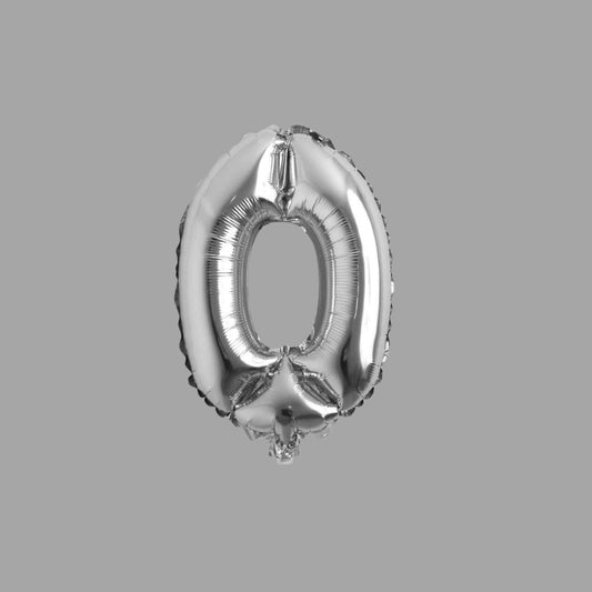 Folienballon Nummer 0 Silber