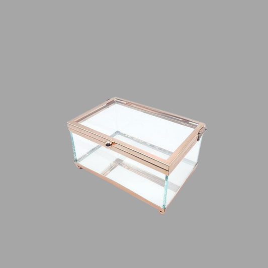 Rechteckige Glasbox mit Roségold-Rahmen