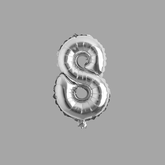 Folienballon Nummer 8 Silber