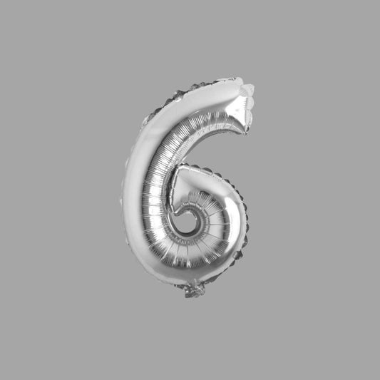 Folienballon Nummer 6 Silber