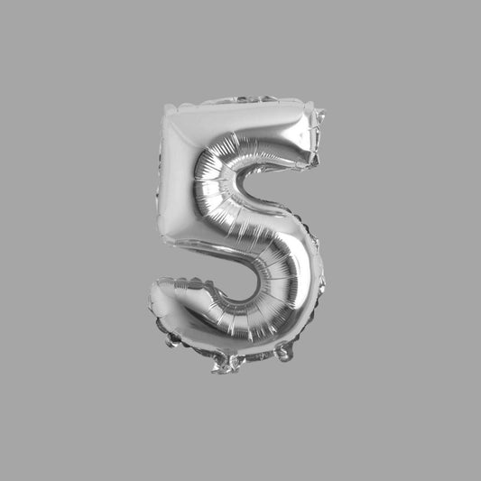 Folienballon Nummer 5 Silber