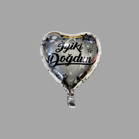 Folienballon Herzform Silber "Glückwunsch zum Geburtstag"