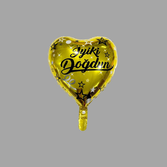 Folienballon Herzform Gold "Glückwunsch zum Geburtstag"