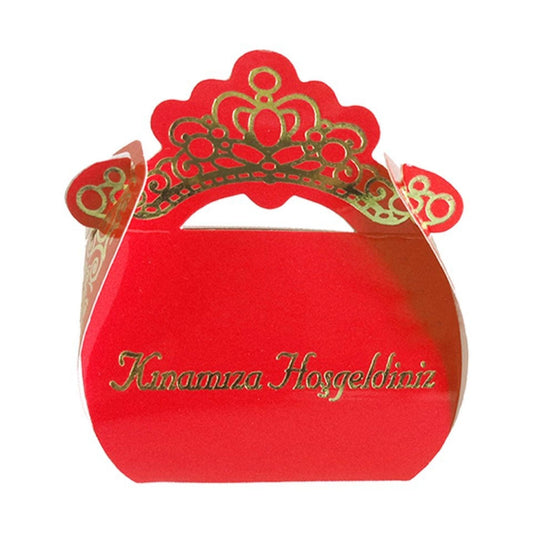 Rote Henna-Geschenkbox mit Kronendesign (20 Stück)