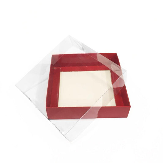 Rote Geschenkbox mit Klarsichtdeckel