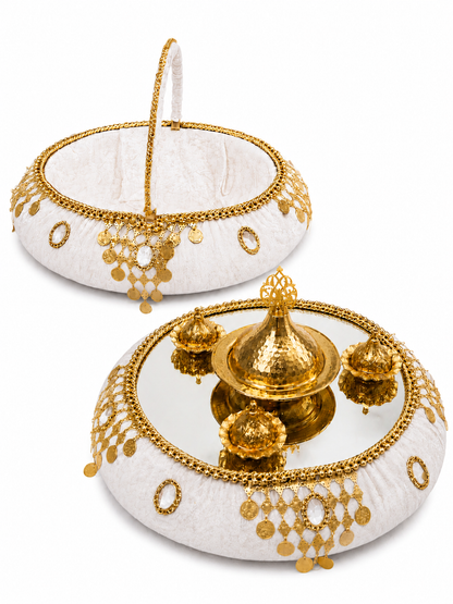 Henna Tablett Set mit Henna Korb in Rot und Gold