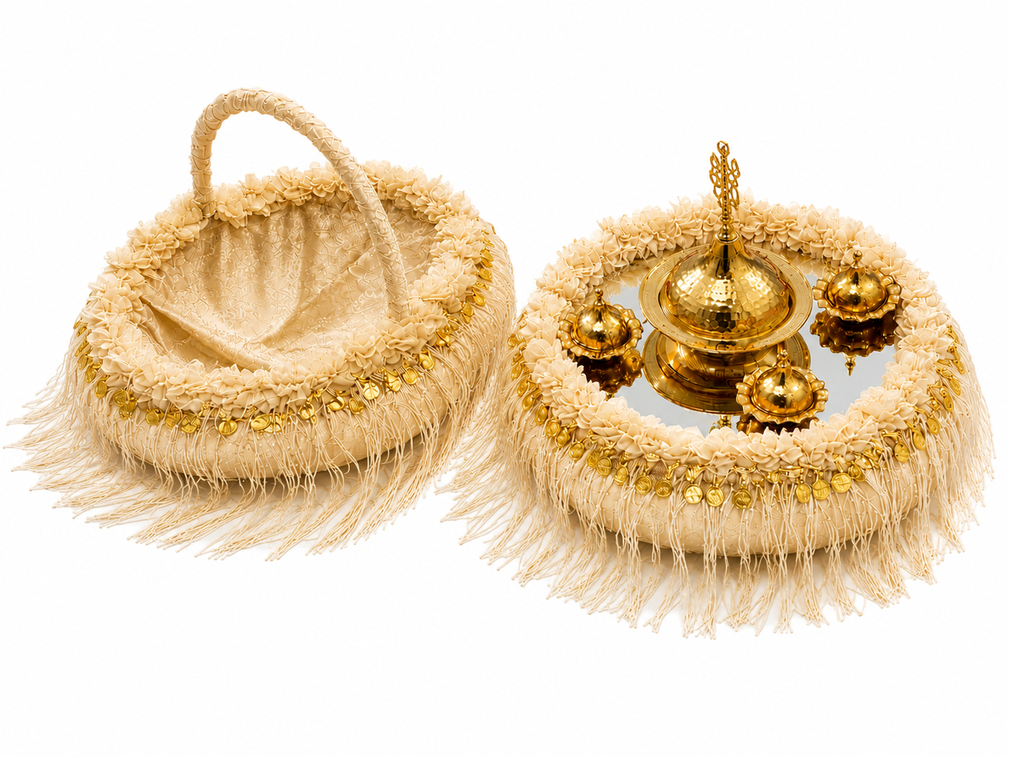 2-teiliges Henna Set mit Korna Tepsi und Henna Korb in Rot Gold
