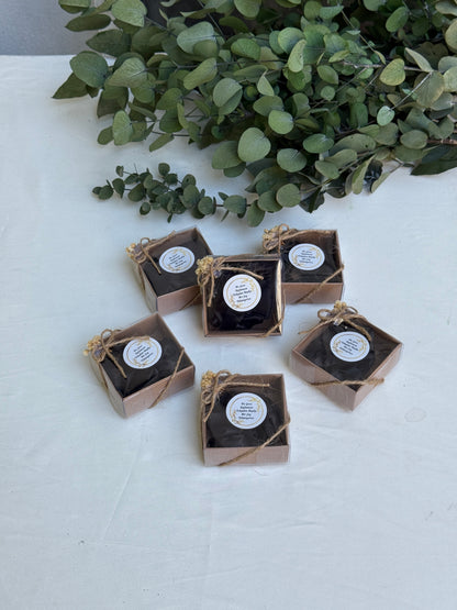 Gastgeschenk Set Haargummi Schwarz in Kraftbox (für 50 Gäste)