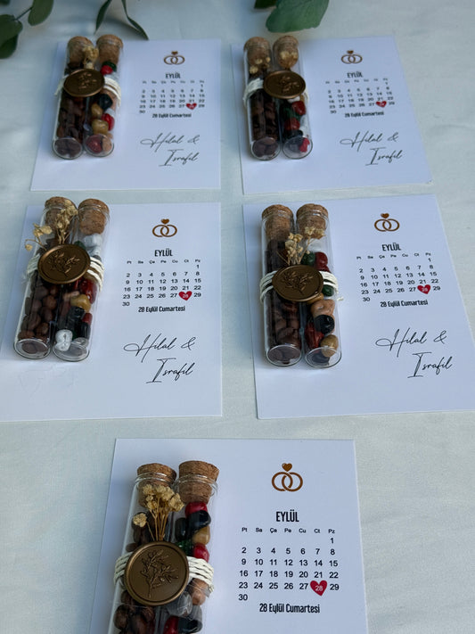 Gastgeschenk Set Reagenzgläser mit Siegel und Karte (für 50 Gäste)