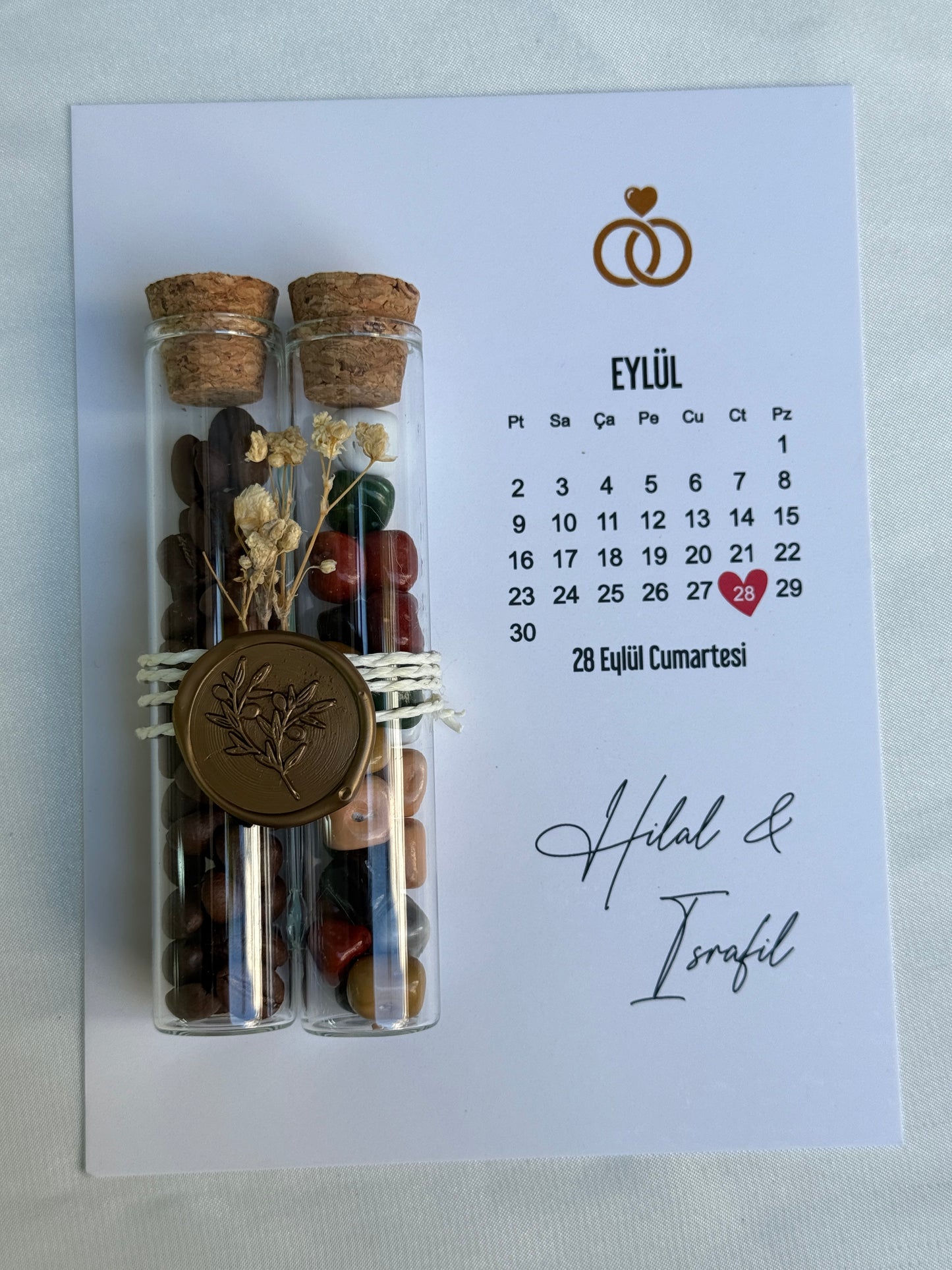 Gastgeschenk Set Reagenzgläser mit Siegel und Karte (für 50 Gäste)