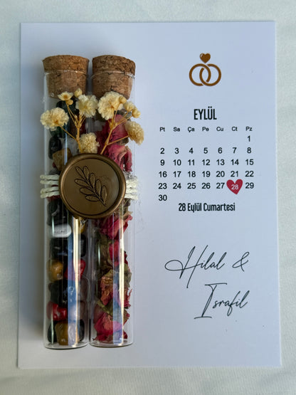 Gastgeschenk Set Reagenzgläser mit Siegel und Karte (für 50 Gäste)