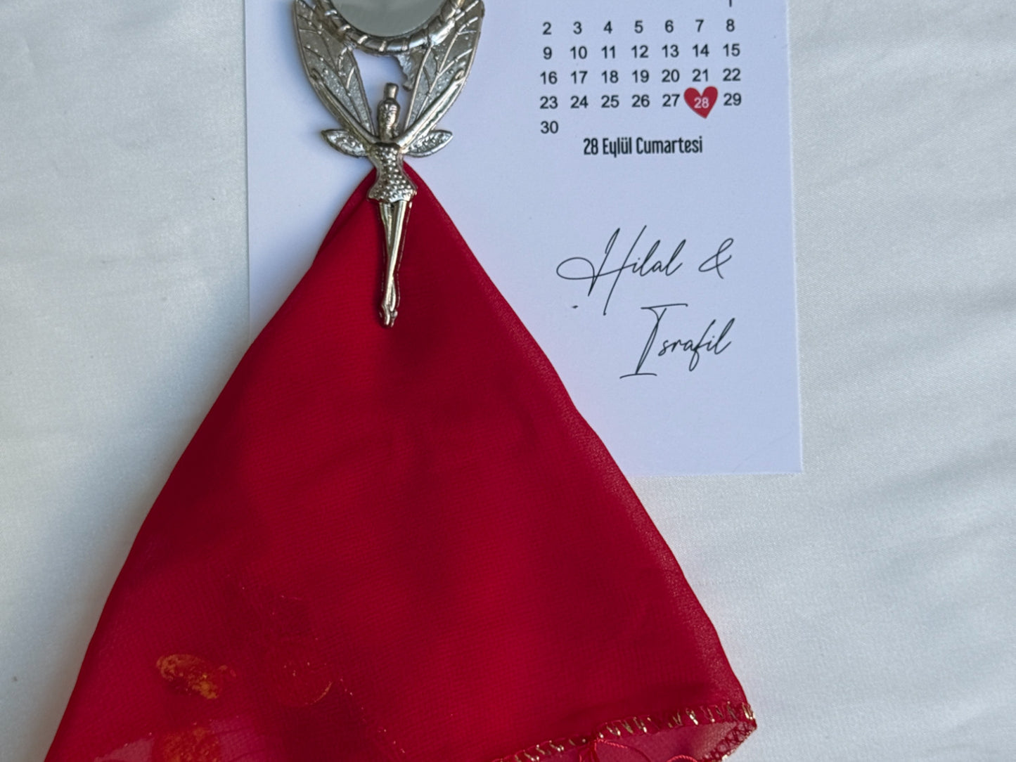 Gastgeschenk Set Halay-Tuch mit Spiegel & Karte – 50 Stück
