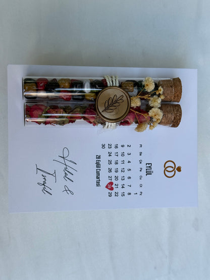 Gastgeschenk Set Reagenzgläser mit Siegel und Karte (für 50 Gäste)