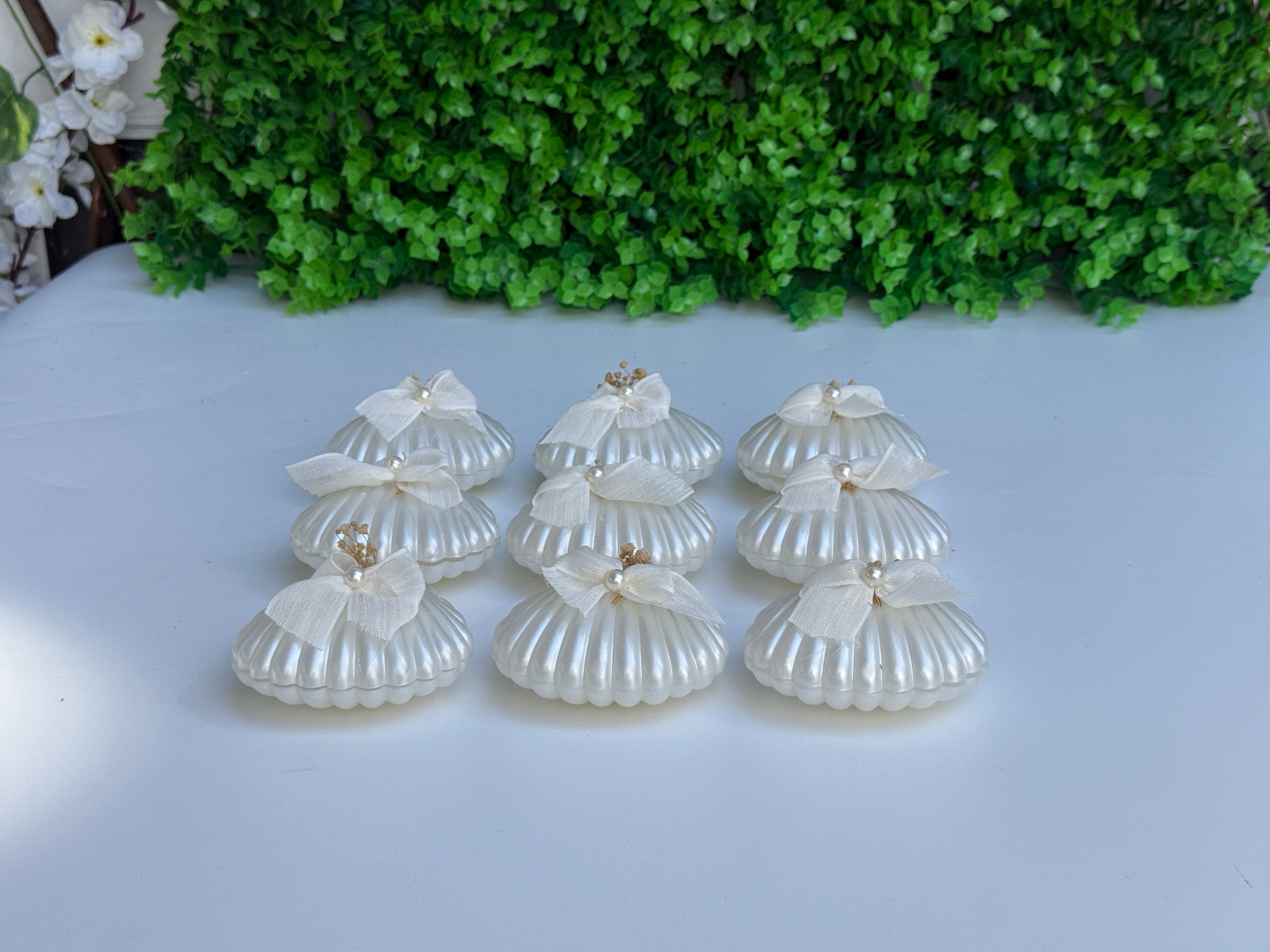 Muschelkerze mit Perle