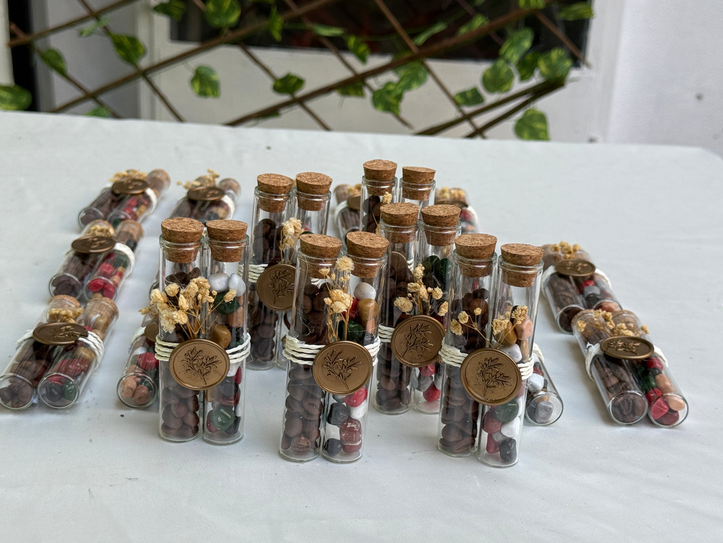 Gastgeschenk Set Glasröhrchen mit Schokolade & Kaffeebohnen (für 50 Gäste)