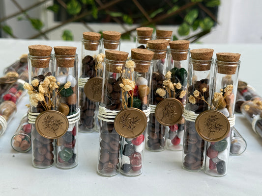 Gastgeschenk Set Glasröhrchen mit Schokolade & Kaffeebohnen (für 50 Gäste)