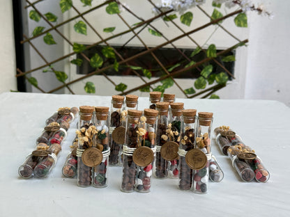 Gastgeschenk Set Glasröhrchen mit Schokolade & Kaffeebohnen (für 50 Gäste)