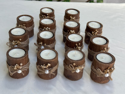 Gastgeschenk Set Holz-Kerzenhalter mit Perle (für 50 Gäste)